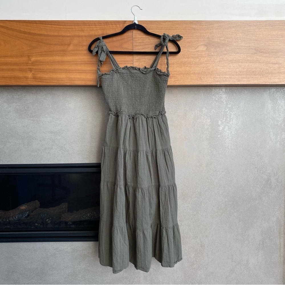 AURA SAGE GREEN MIDI DRESS, SIZE S